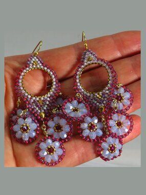 Lavender beaded earrings handmade